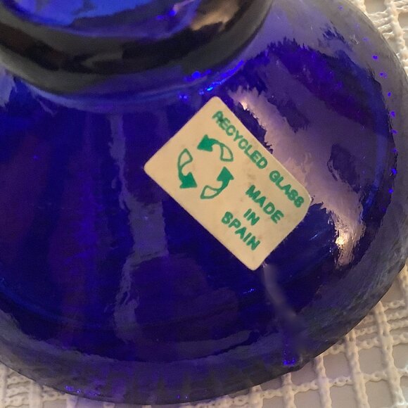 Cobalt Color Blue Glass Candlestick Holders Set Of 2 8" - Picture 3 of 6